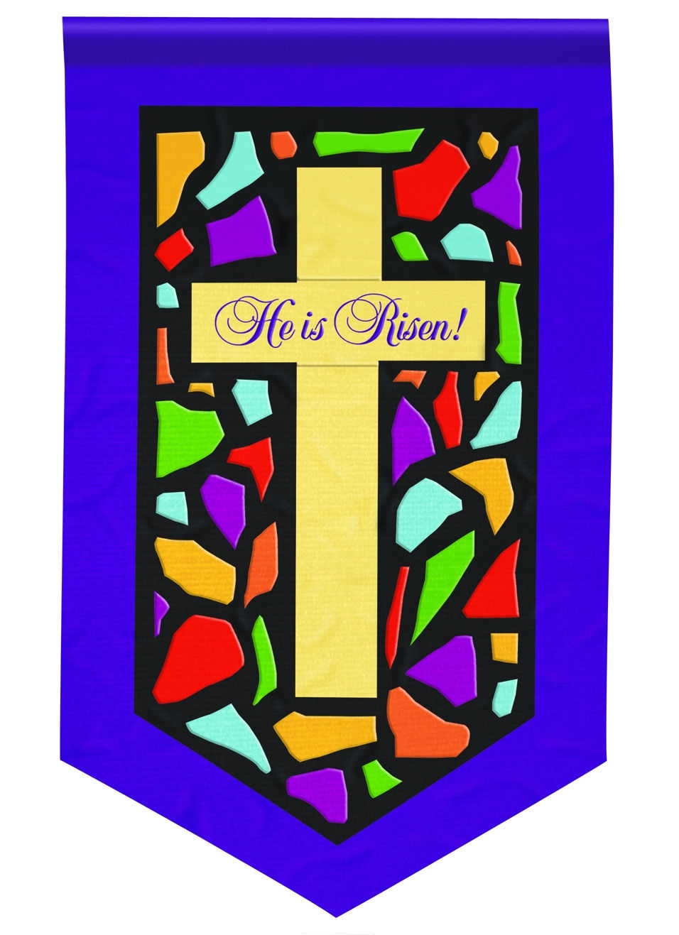 Stained Glass Cross Applique Garden Flag