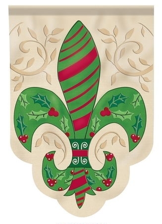 Christmas Fleur De Lis Appliqu� House Flag
