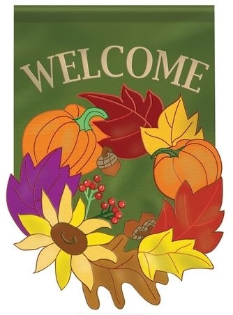 Autumn Wreath Appliqu� Garden Flag