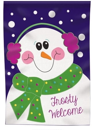 Frosty Welcome Applique House Flag