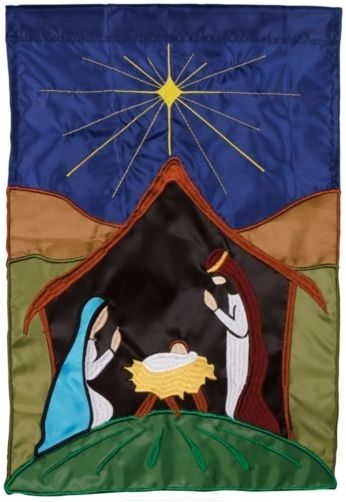 Peaceful Nativity Single Applique Garden Flag