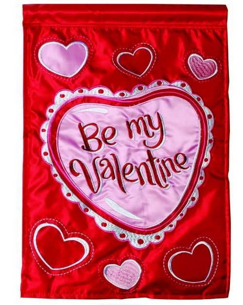 Be My Valentine Applique House Flag