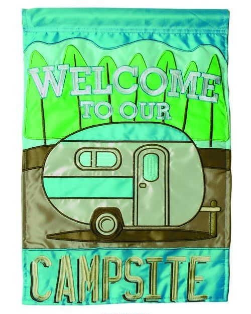 Welcome / Campsite Applique Garden Flag