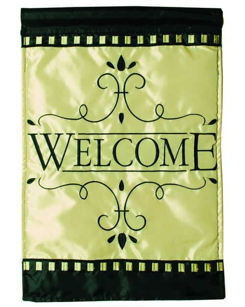 Classic Welcome Applique House Flag