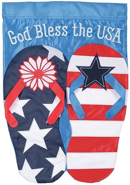 USA Flip Flops Double Applique Garden Flag
