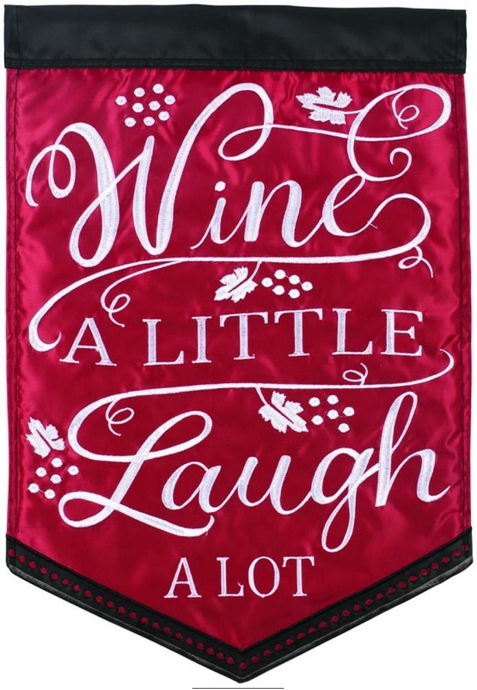 Wine A Little Double Applique Garden Flag