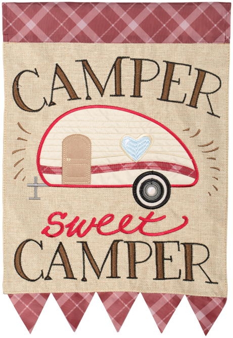 Camper Sweet Camper Double Applique Garden Flag