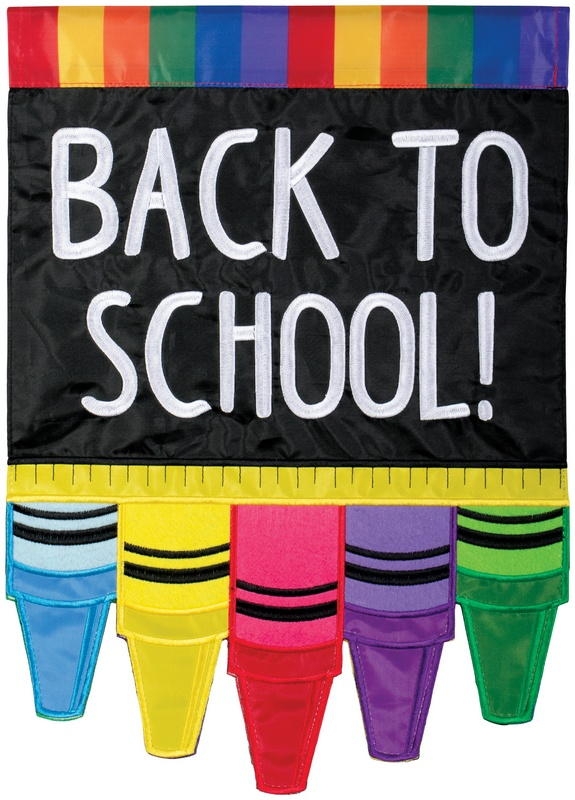  Back To School Crayons Double Applique Garden Flag Decorative Flags