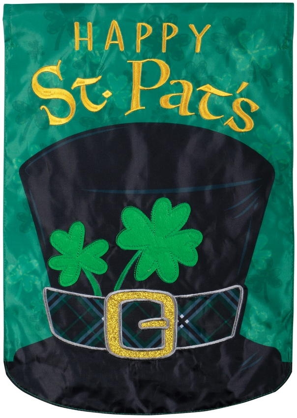 St. Patty Hat Double Applique Garden Flag