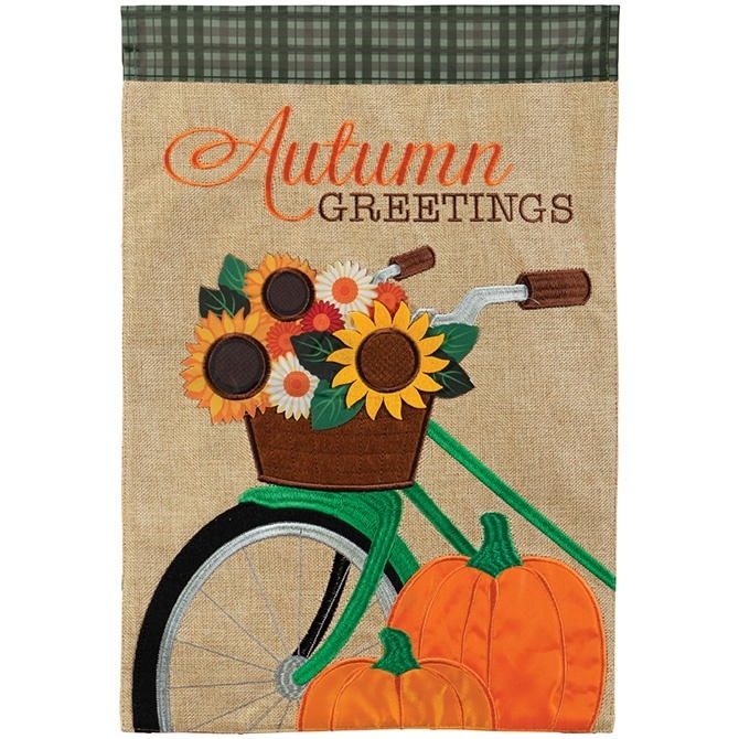 Autumn Bicycle Double Applique Garden Flag