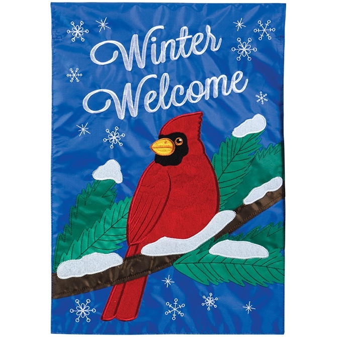 Snowy Cardinal Double Applique Garden Flag