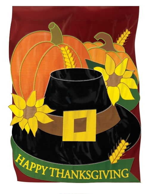 Happy Thanksgiving Appliqu� House Flag