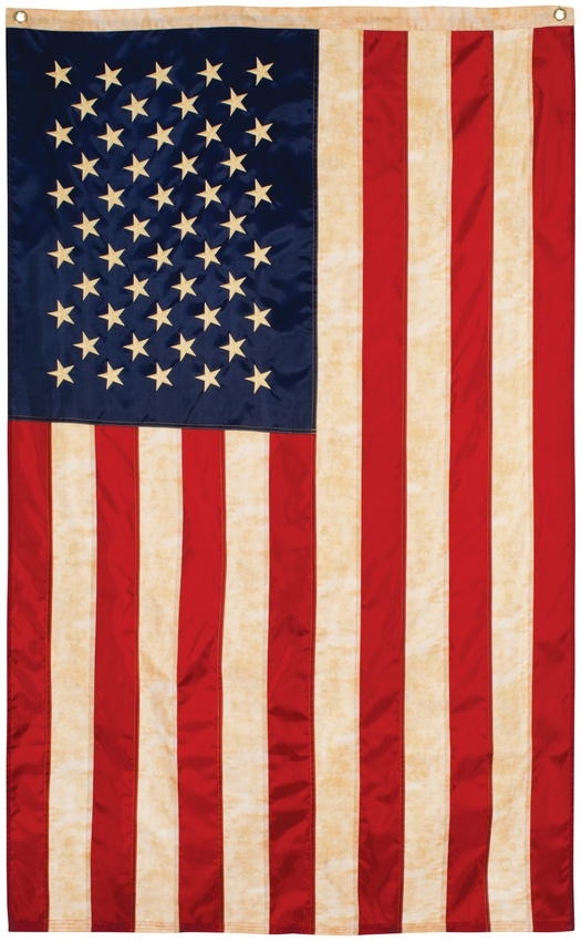 Tea Stained American Grommeted Embroidered Flag