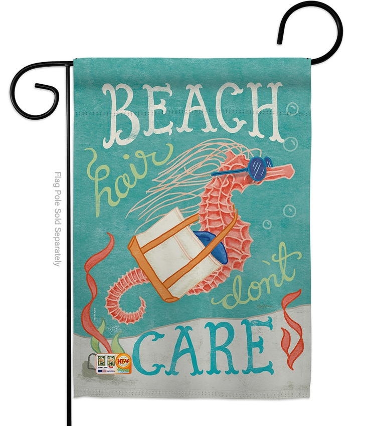 Seahorse Beach Hair Garden Flag