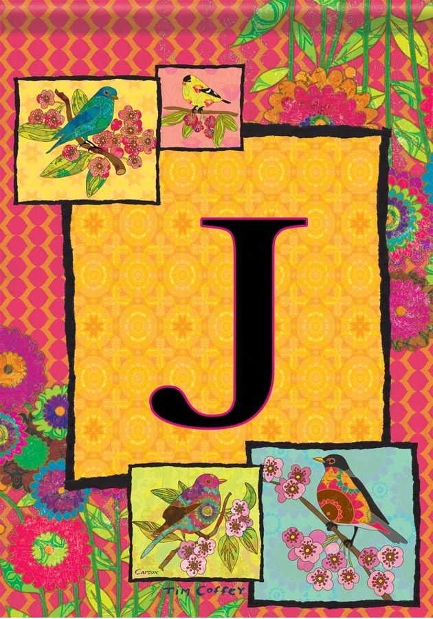 Ladybird Flag J - Monogram Garden Flag