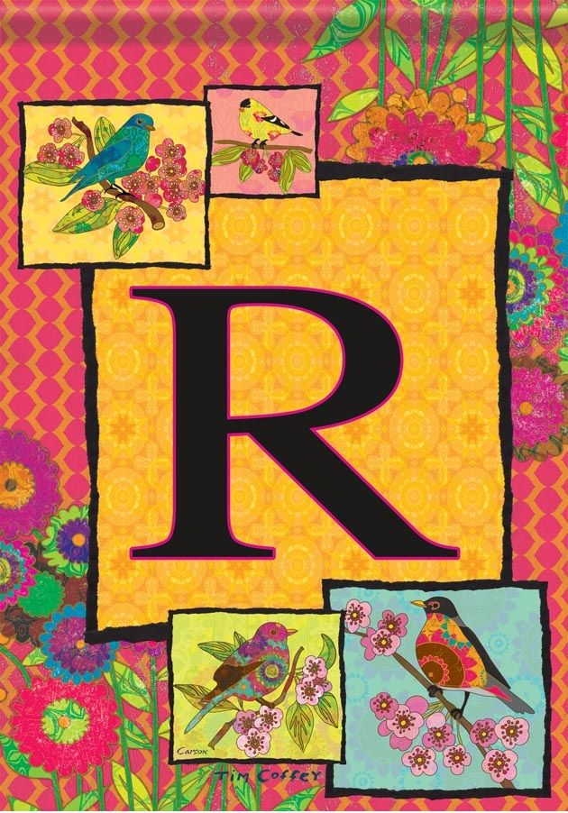 Ladybird Flag R - Monogram Garden Flag