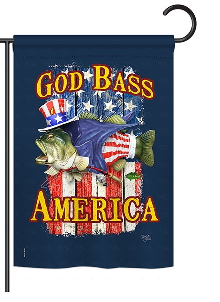 God Bass America Garden Flag