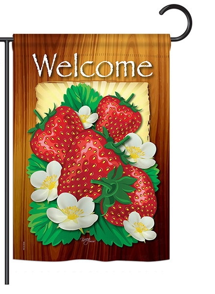 Welcome Strawberries Garden Flag