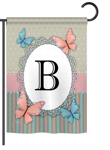 Butterflies B Monogram Garden Flag