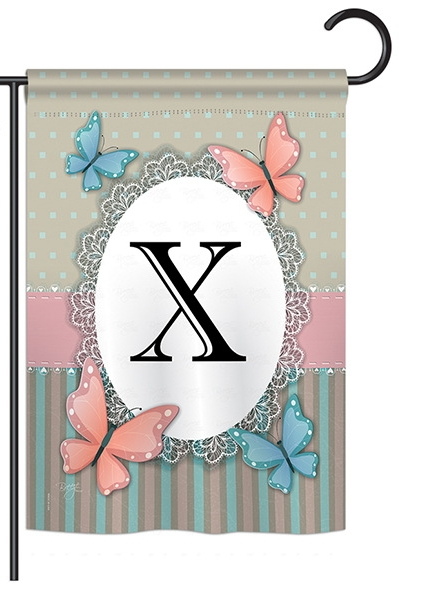 Butterflies X Monogram Garden Flag