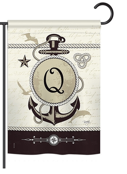 Nautical Q Monogram Garden Flag