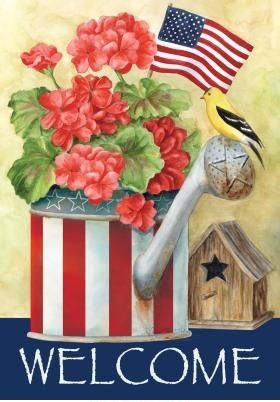 Patriotic Watering Can House Flag