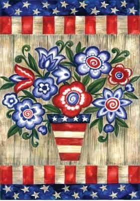 Patriotic Flowers Garden Flag