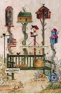 Folk Birdhouses House Flag