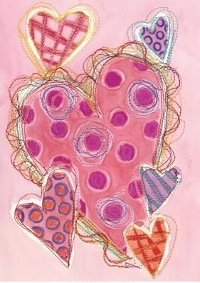 1 left - Stitched Hearts Garden Flag