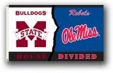 OLE MISS REBELS / MISS ST BULLDOGS House divided 3X5 Flag - 1 le