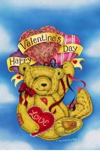 Balloons and Bear valentine's Garden Flag