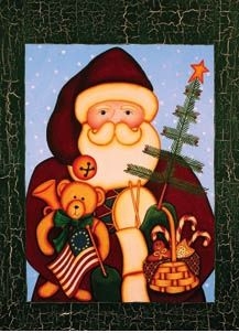 Primitive Santa House Flag