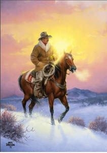 Sunset Cowboy Garden Flag