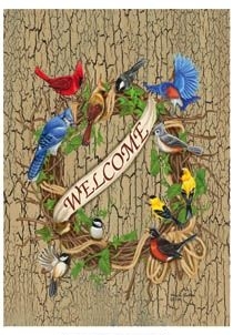 Songbird Wreath House Flag