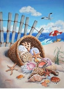 Seaside Shells Garden Flag