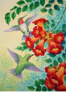 Trumpet Flowers / Hummingbird Mailbox Cover