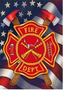 Patriotic Firefighter House Flag