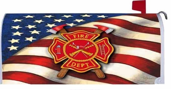 Patriotic Fire Fighter Mailbox Cover