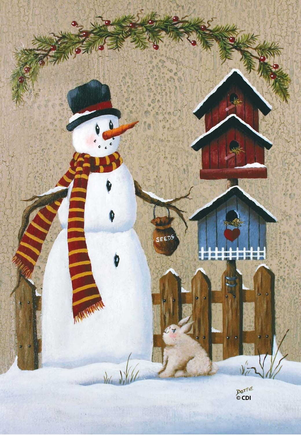 Snowman / Crackle Garden Flag