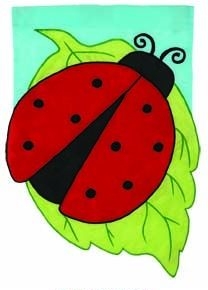 Applique Ladybug Leaf House Flag