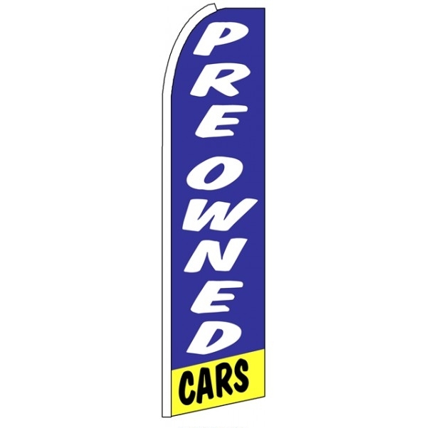 Pre Owned Cars Blue Feather Flag 3' x 11.5'