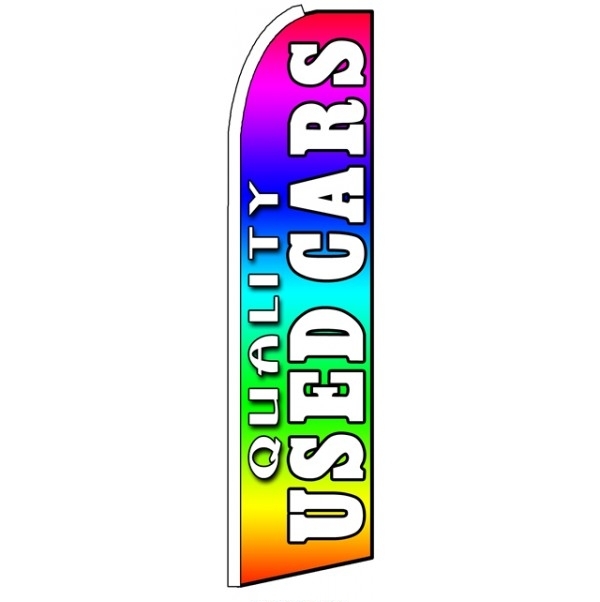 Qualifty Used Cars (Sideways) Feather Flag 3' x 11.5'