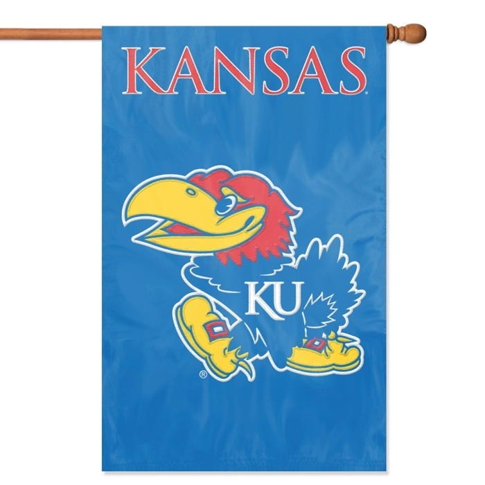 Kansas Jayhawks Applique Banner Flag 44" x 28"