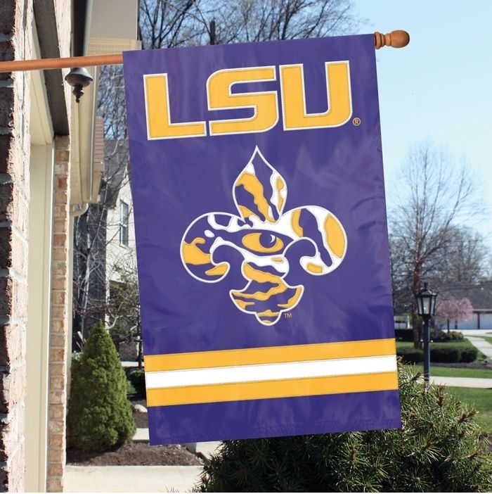 LSU Tigers With Fleur-de-Lis Applique Banner Flag 44" x 28"