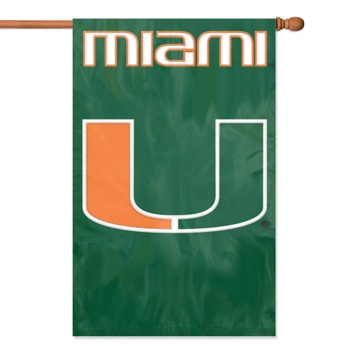 Miami Hurricanes Applique Banner Flag 44" x 28"
