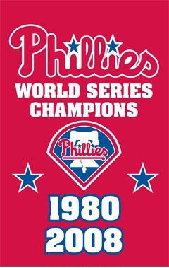 Phillies 2 time Champs Applique Banner Flag 44" x 28"