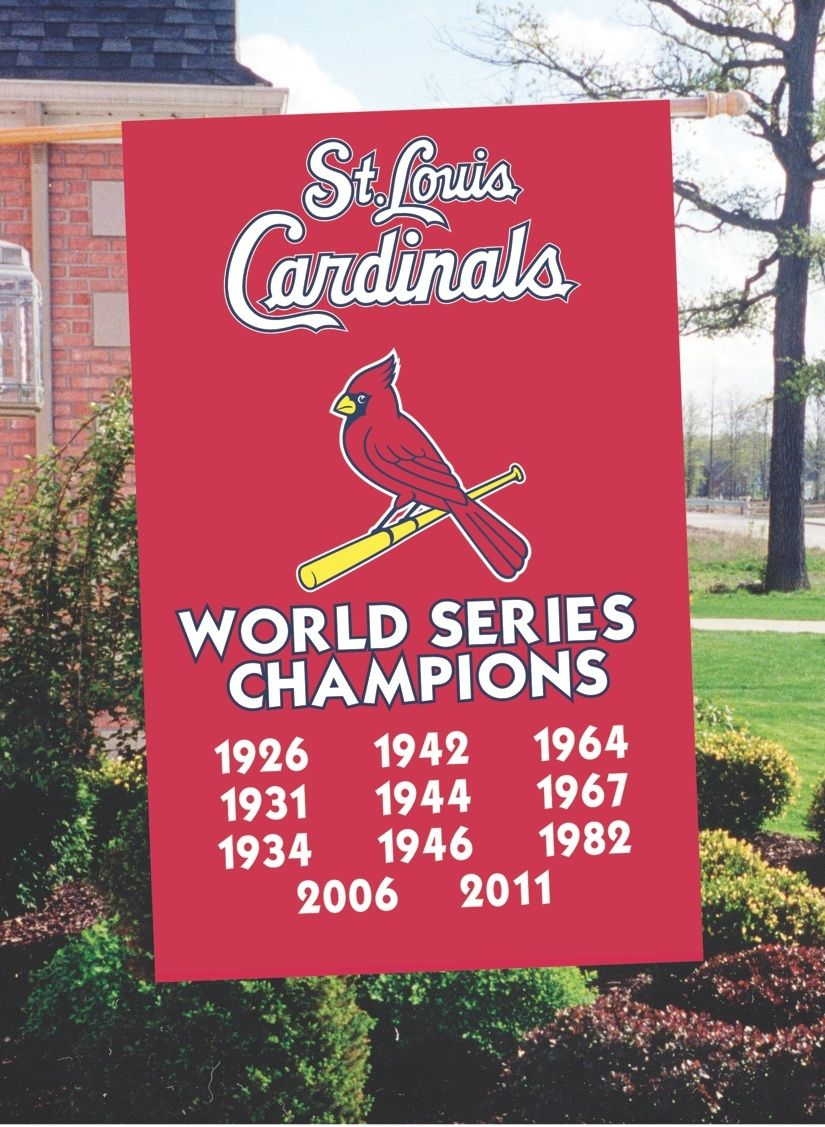 Cardinals 11 time Champs Applique Banner Flag 44" x 28"