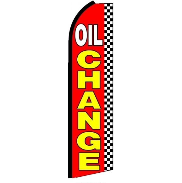 Oil Change Black Checkers Feather Flag 3' x 11.5'