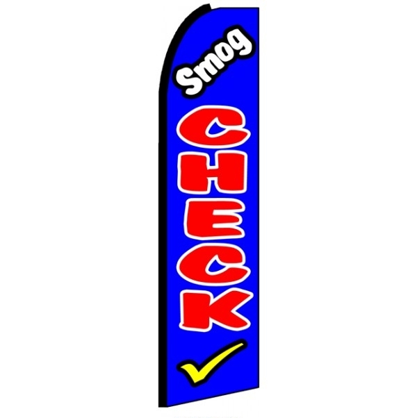 Smog Check (Black Sleeve) Feather Flag 3' x 11.5'