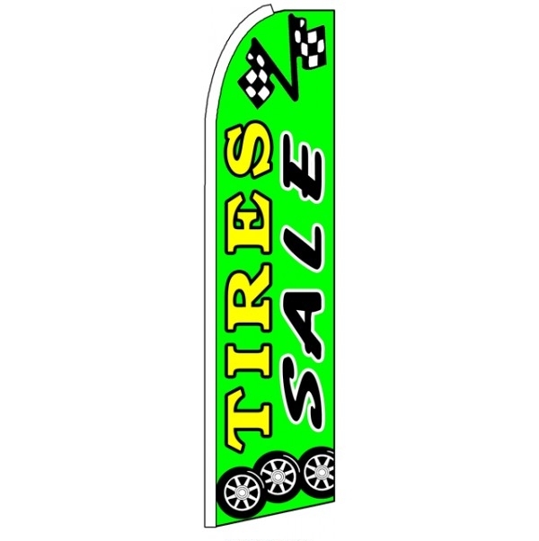 Tire Sale (Sideways, Green) Feather Flag 3' x 11.5'